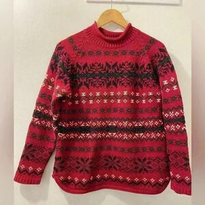 Vintage Eddie Bauer 100% cotton knit sweater red XS